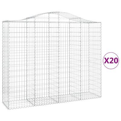 vidaXL Arched Gabion Baskets 20 pcs 200x50x160/180 cm Galvanised Iron