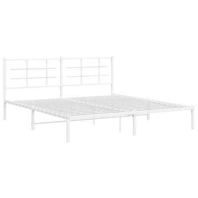 vidaXL Metal Bed Frame without Mattress with Headboard White 180x200 cm Super King