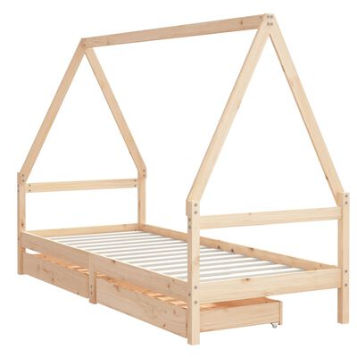 vidaXL Kids Bed Frame with Drawers 80x200 cm Solid Wood Pine