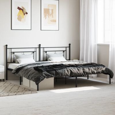 vidaXL Metal Bed Frame without Mattress with Headboard Black 193x203 cm