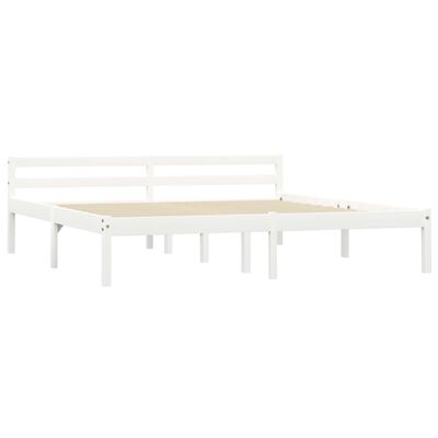 vidaXL Bed Frame without Mattress White Solid Pine Wood 180x200 cm Super King