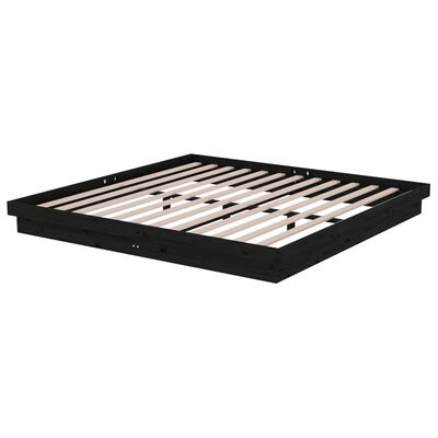 vidaXL Bed Frame without Mattress Black Solid Wood 200x200 cm