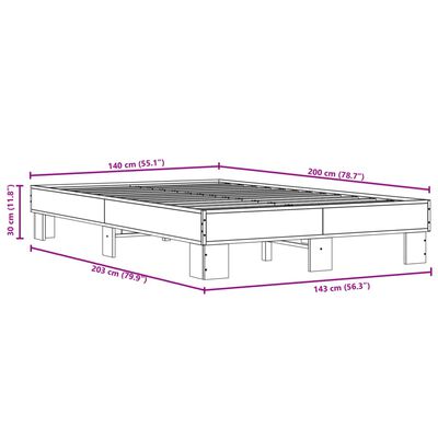 vidaXL Bed Frame without Mattress Black 140x200 cm