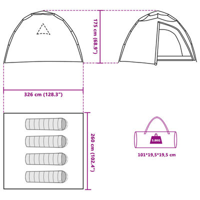 vidaXL Camping Tent Dome 4-Person Blue Quick Release