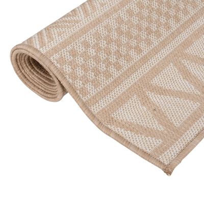 vidaXL Outdoor Flatweave Rug 160x230 cm Brown Stripes