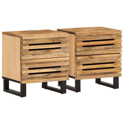 vidaXL Bedside Cabinets 2 pcs 40x34x46 cm Solid Wood Rough Mango