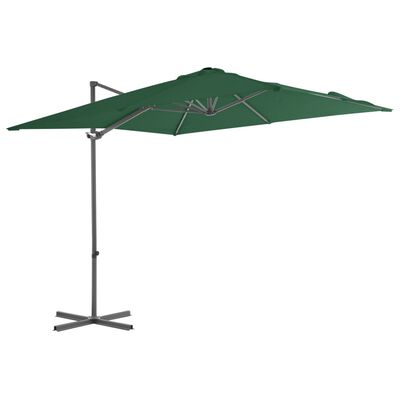 vidaXL Cantilever Garden Parasol with Steel Pole Green 250x250 cm