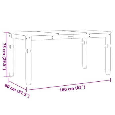 vidaXL Dining Table Corona Grey 160x80x75 cm Solid Wood Pine