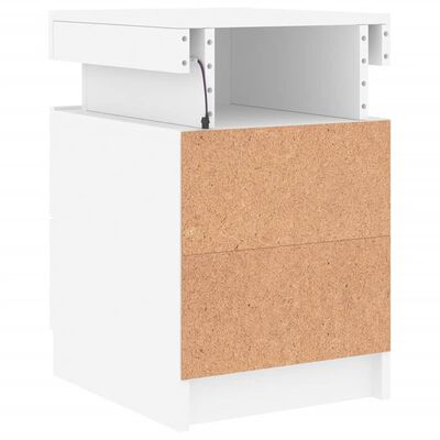 vidaXL Bedside Cabinet with LED Lights White 35x39x55 cm