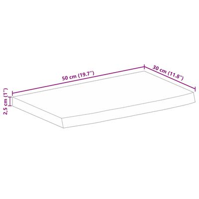 vidaXL Table Top Live Edge 50x30x2.5 cm Solid Wood Mango