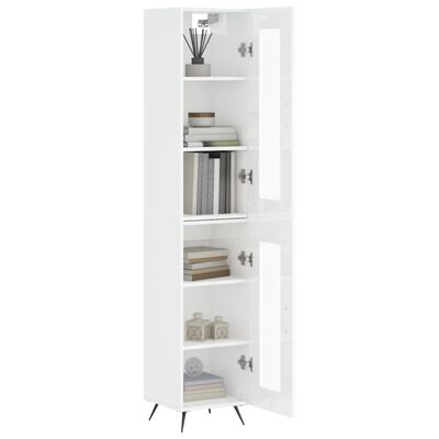 vidaXL Highboard High Gloss White 34.5x34x180 cm Engineered Wood