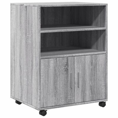 vidaXL Rolling Cabinet Grey Sonoma 60x48x81 cm Engineered Wood