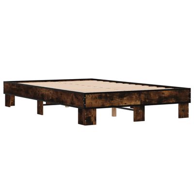 vidaXL Bed Frame without Mattress Smoked Oak 140x200 cm