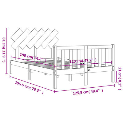 vidaXL Bed Frame without Mattress Small Double Solid Wood Pine