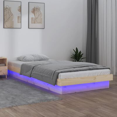 vidaXL LED Bed Frame without Mattress Small Single Solid Wood