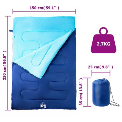 vidaXL Double Sleeping Bag with Pillows for Adults Camping 3-4 Seasons