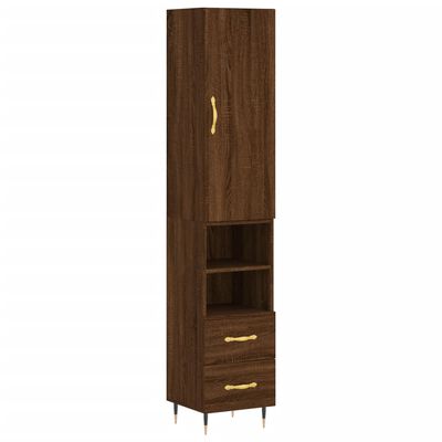 vidaXL Highboard Brown Oak 34.5x34x180 cm Engineered Wood