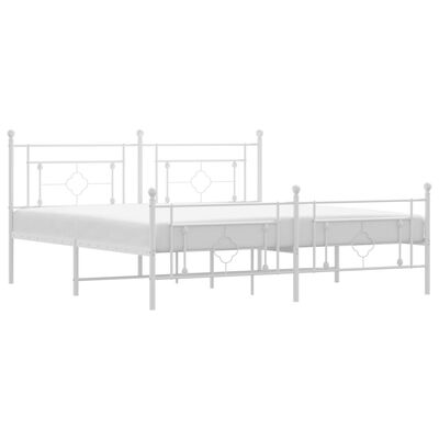 vidaXL Metal Bed Frame without Mattress with Footboard White 180x200 cm Super King