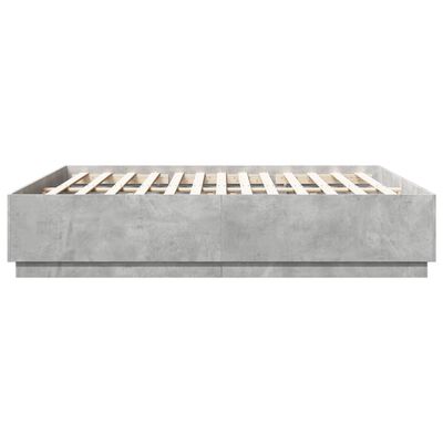vidaXL Bed Frame with LED Lights Concrete Grey 180x200 cm Super King Engineered Wood