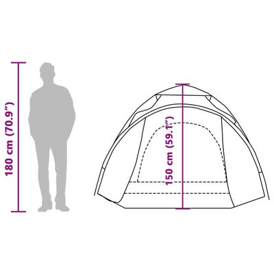 vidaXL Camping Tent Dome 3-Person Blue Quick Release