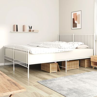 vidaXL Metal Bed Frame without Mattress with Footboard White 193x203 cm