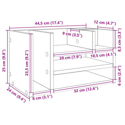 vidaXL Desk Organiser Concrete Grey 44.5x24x25 cm Engineered wood