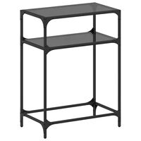 vidaXL Console Table with Black Glass Top 60x35x81 cm Steel