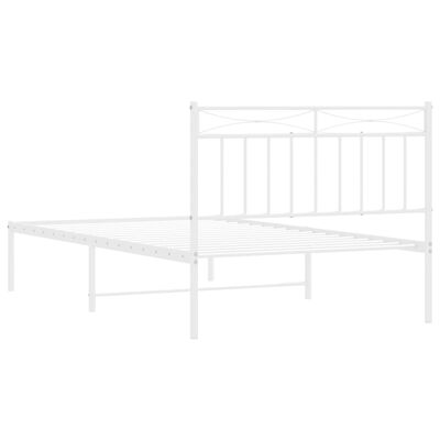 vidaXL Metal Bed Frame without Mattress with Headboard White 107x203 cm