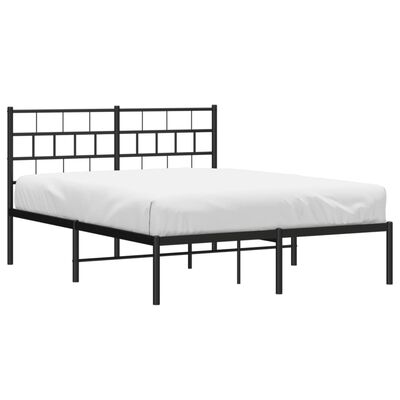 vidaXL Metal Bed Frame without Mattress with Headboard Black 120x190 cm Small Double