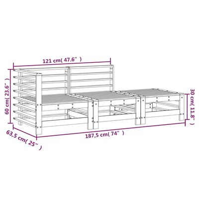 vidaXL 3 Piece Garden Lounge Set Solid Wood Douglas