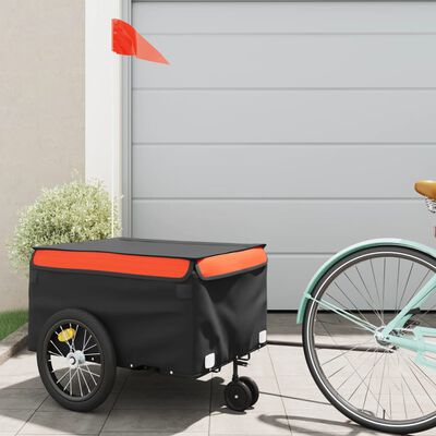 vidaXL Bike Trailer Black and Orange 45 kg Iron