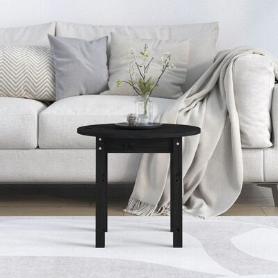 vidaXL Coffee Table Black Ø 45x40 cm Solid Wood Pine