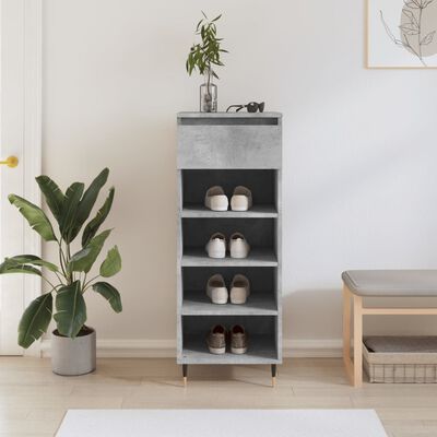 vidaXL Shoe Cabinet Concrete Grey 40x36x105 cm Engineered Wood