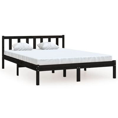 810081 vidaXL Bed Frame without Mattress Black Solid Wood 120x200 cm