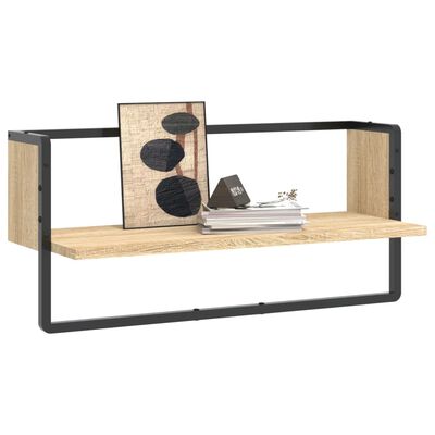 vidaXL Wall Shelf with Bar Sonoma Oak 65x25x30 cm