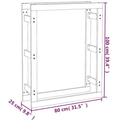 vidaXL Firewood Rack Black 80x25x100 cm Solid Wood Pine