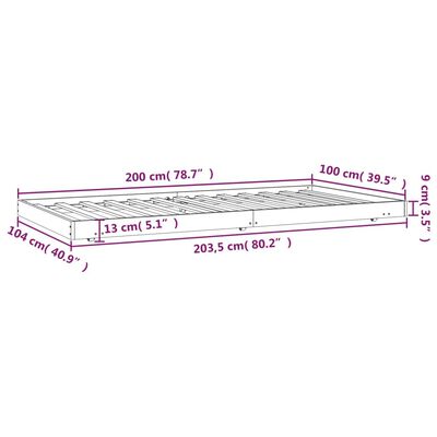 vidaXL Bed Frame without Mattress Honey Brown 100x200 cm Solid Wood Pine