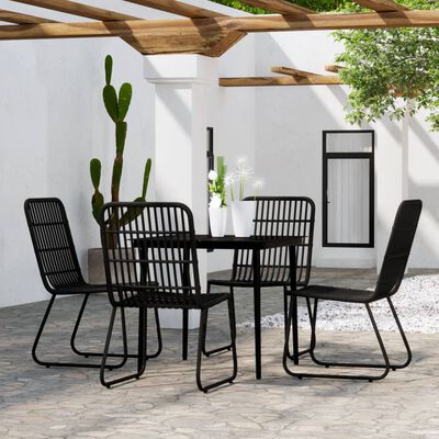 vidaXL 5 Piece Garden Dining Set Black