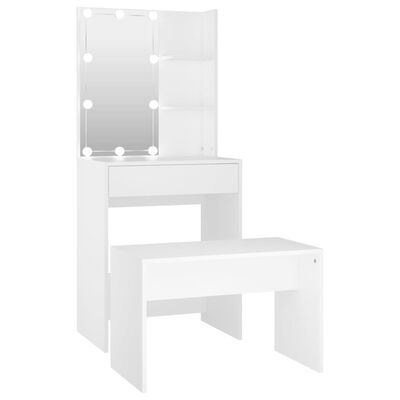 vidaXL Dressing Table Set with LED White Engineered Wood