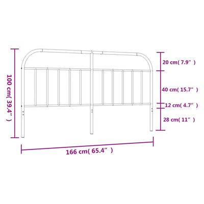 vidaXL Metal Headboard White 160 cm