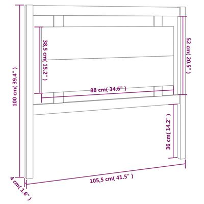 vidaXL Bed Headboard White 105.5x4x100 cm Solid Pine Wood