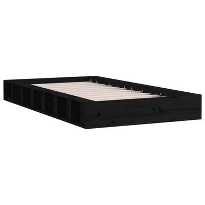 vidaXL Bed Frame without Mattress Black 135x190 cm Double Solid Wood