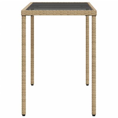 vidaXL Garden Table with Glass Top Beige 115x54x74 cm Poly Rattan