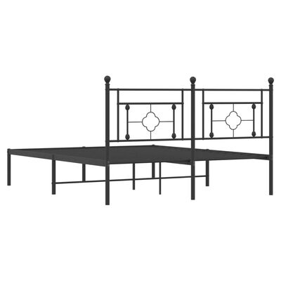 vidaXL Metal Bed Frame with Headboard Black 160x200 cm