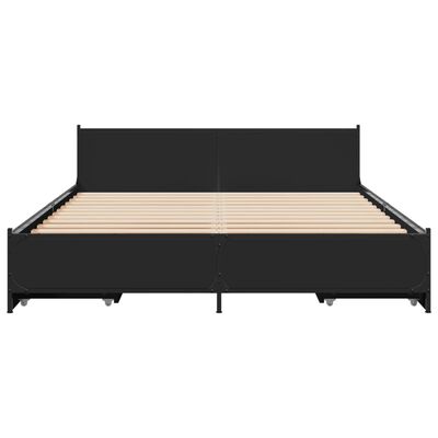 vidaXL Bed Frame with Drawers without Mattress Black 150x200 cm King Size