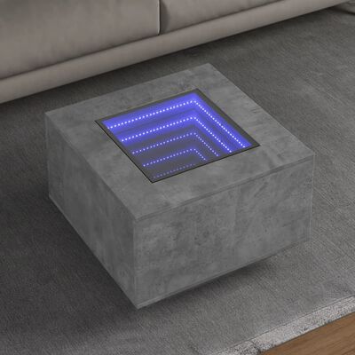 vidaXL Coffee Table with LED Concrete Grey 60x60x40 cm Engineered Wood