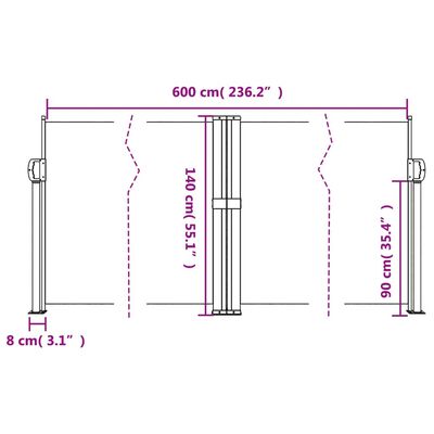 vidaXL Retractable Side Awning Blue 140x600 cm