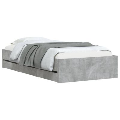 vidaXL Bed Frame with Drawers without Mattress Concrete Grey 100x200 cm