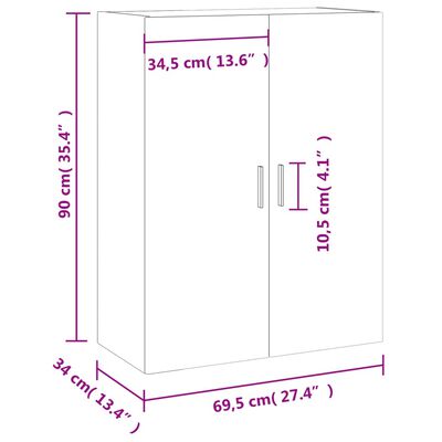 vidaXL Wall Mounted Cabinet Grey Sonoma 69.5x34x90 cm