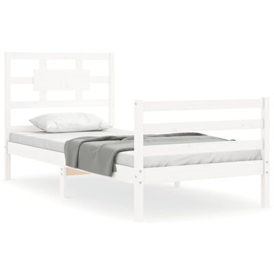 vidaXL Bed Frame without Mattress White Single Solid Wood